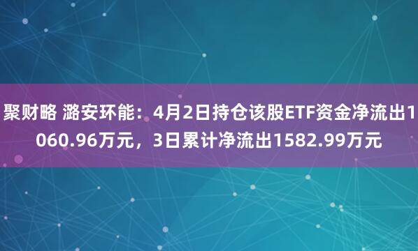 聚财略 潞安环能：4月2日持仓该股ETF资金净流出1060.96万元，3日累计净流出1582.99万元